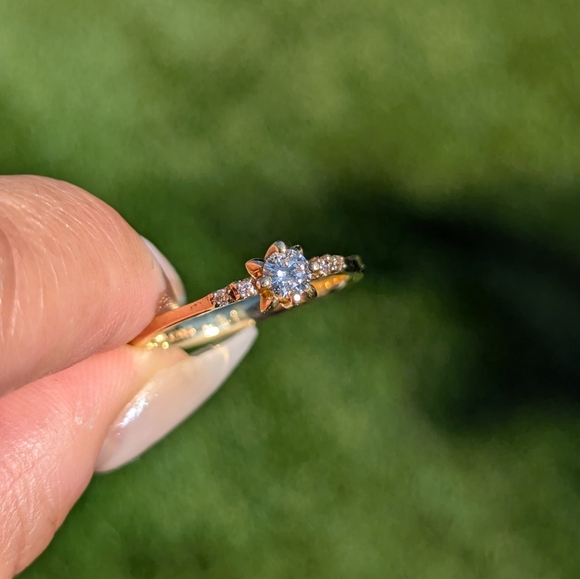 14K Yellow Gold Diamond Engagement Ring - Picture 3 of 9